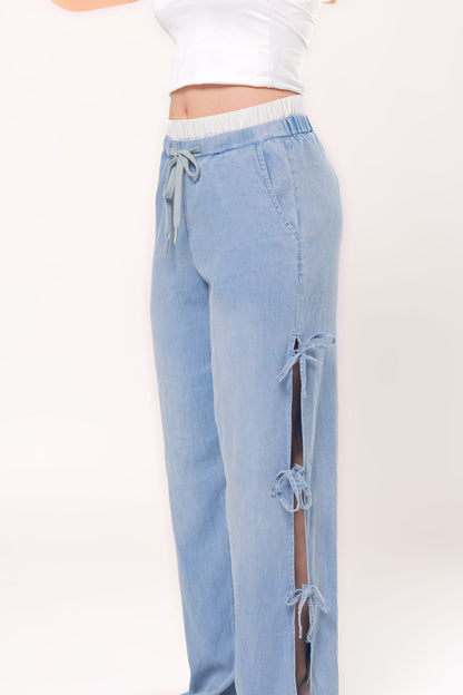 Itzel | Pantalón wide leg azul claro