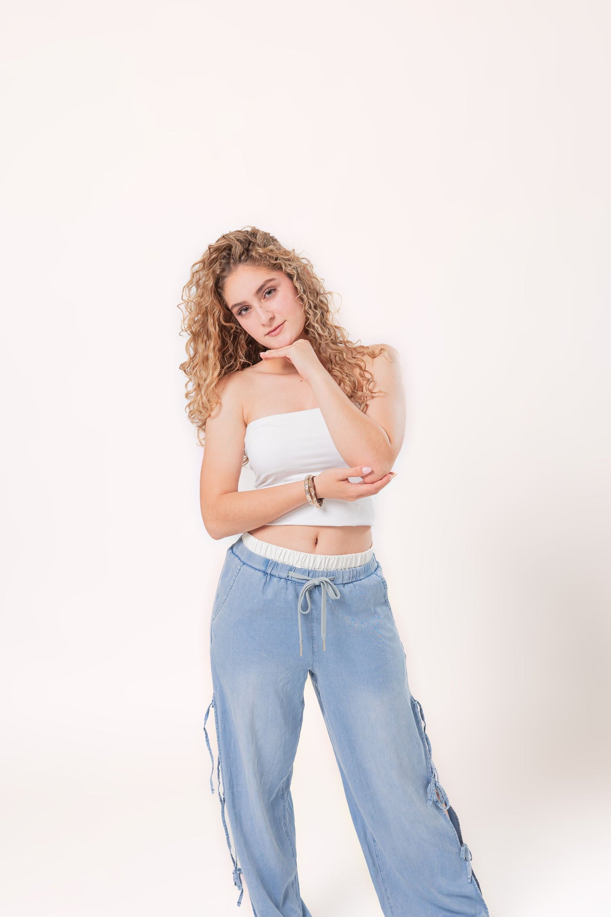 Itzel | Pantalón wide leg azul claro
