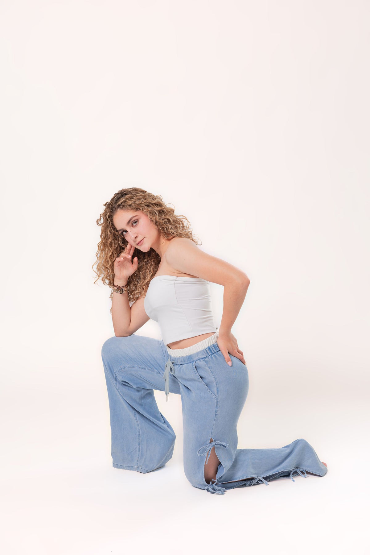 Itzel | Pantalón wide leg azul claro