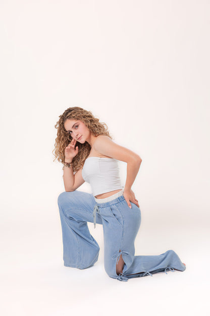 Itzel | Pantalón wide leg azul claro