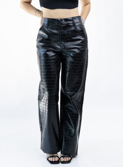Sofía | Pantalón recto negro efecto piel