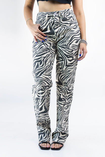 Ximena | Pantalón wide leg print cebra