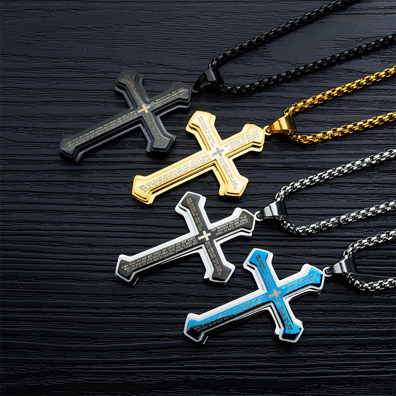 Herren Halskette mit Kreuz & Vaterunser-Gravur – robust, spirituell & zeitlos – ideal für den täglichen Gebrauch & als Geschenk✝️✨