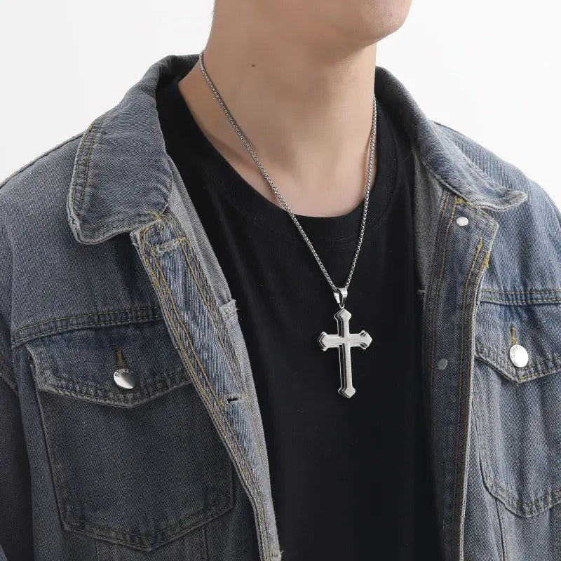 Herren Halskette mit Kreuz & Vaterunser-Gravur – robust, spirituell & zeitlos – ideal für den täglichen Gebrauch & als Geschenk✝️✨