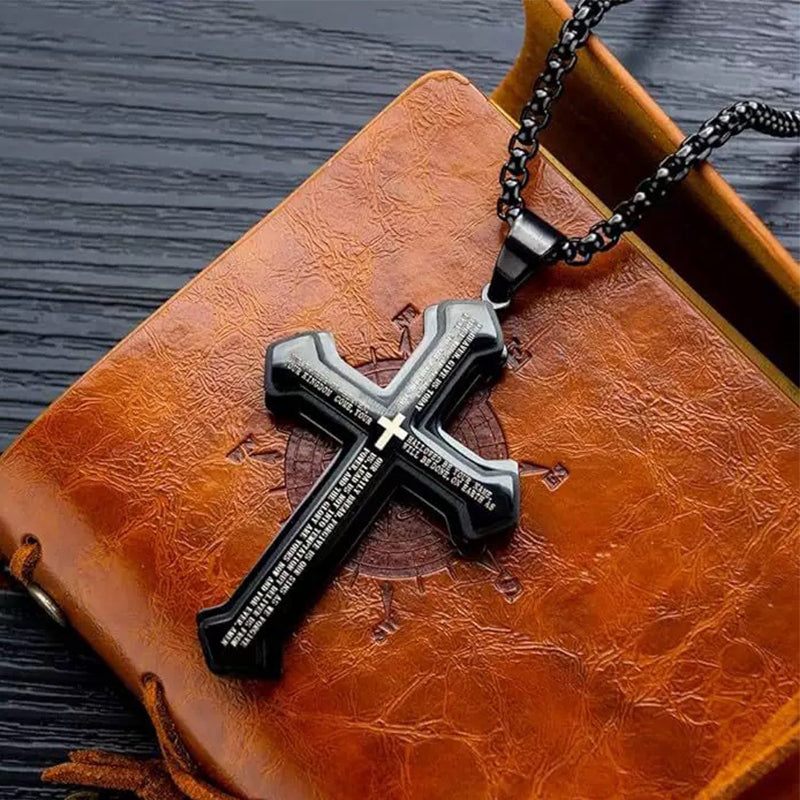 Herren Halskette mit Kreuz & Vaterunser-Gravur – robust, spirituell & zeitlos – ideal für den täglichen Gebrauch & als Geschenk✝️✨