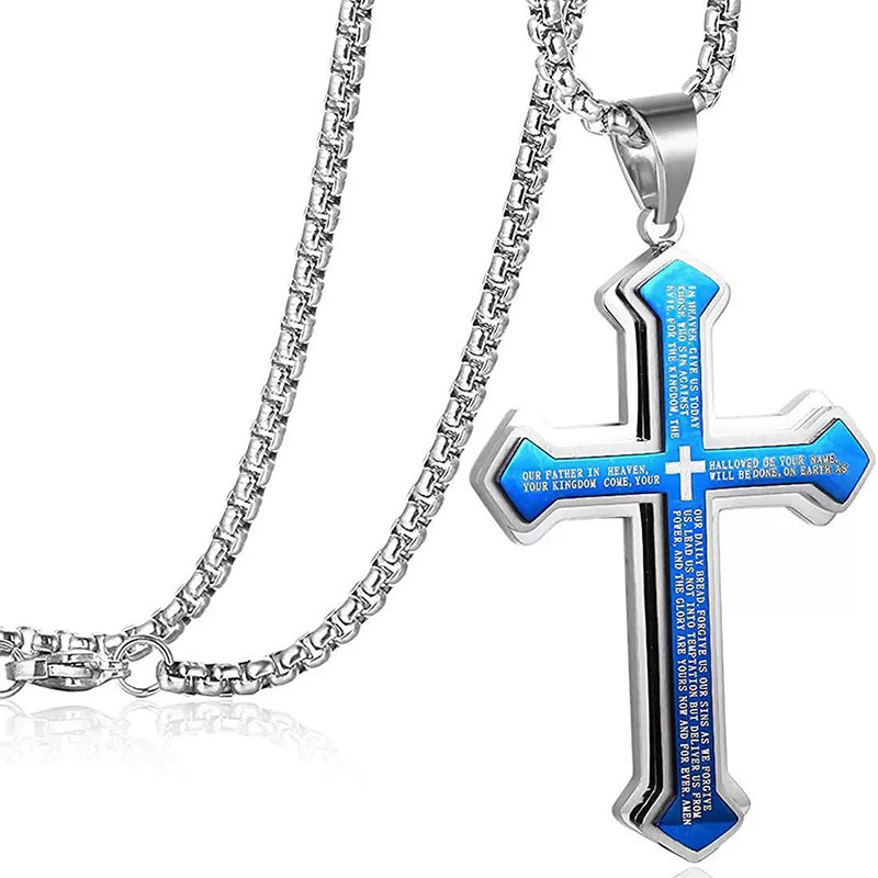 Herren Halskette mit Kreuz & Vaterunser-Gravur – robust, spirituell & zeitlos – ideal für den täglichen Gebrauch & als Geschenk✝️✨