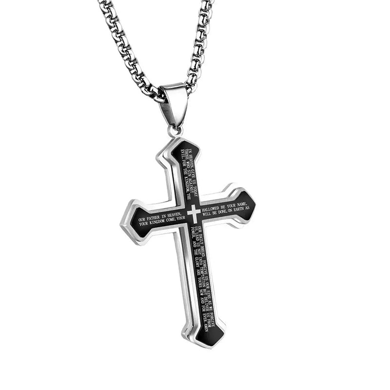 Herren Halskette mit Kreuz & Vaterunser-Gravur – robust, spirituell & zeitlos – ideal für den täglichen Gebrauch & als Geschenk✝️✨