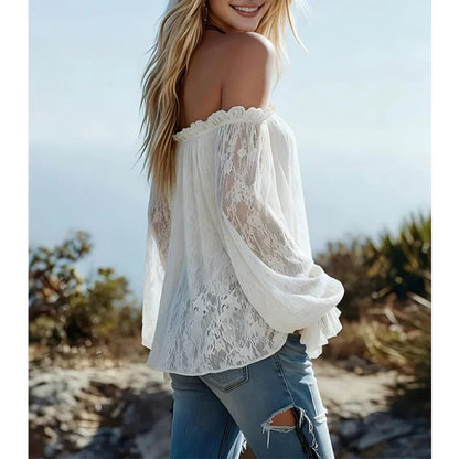 Leonor | Blusa boho de encaje con hombros descubiertos