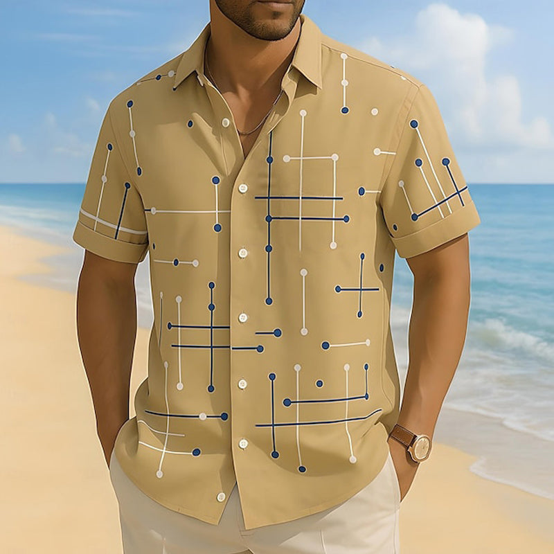 📢📢 ¡50 % DE DESCUENTO!! ⏰ Camisa de botón de corte holgado y estampado geométrico para hombre