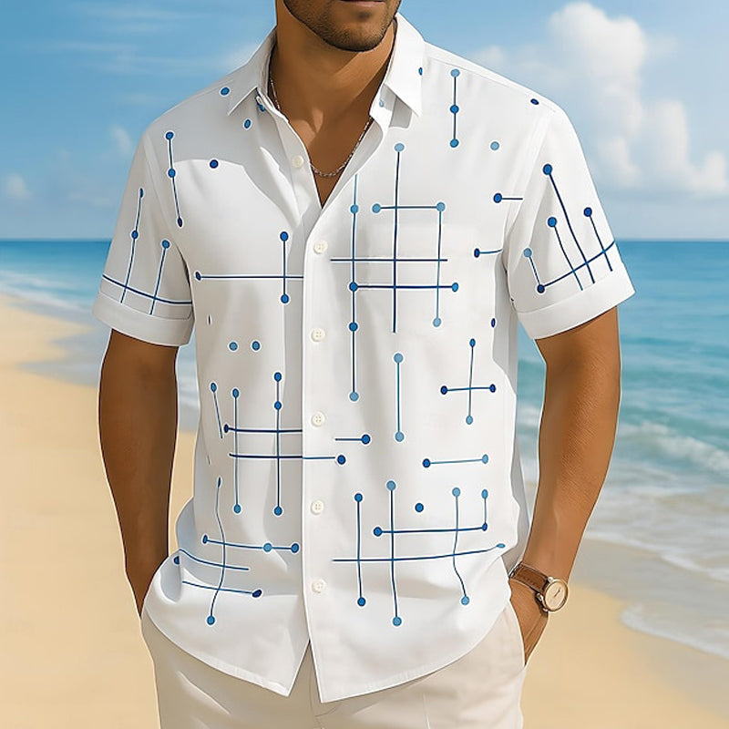 📢📢 ¡50 % DE DESCUENTO!! ⏰ Camisa de botón de corte holgado y estampado geométrico para hombre