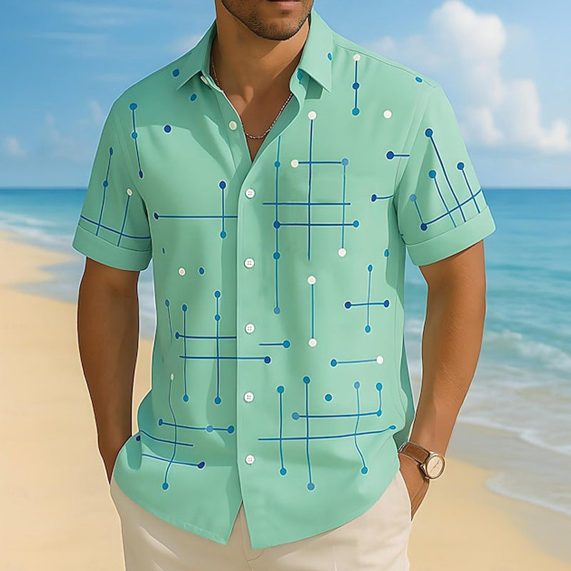 📢📢 ¡50 % DE DESCUENTO!! ⏰ Camisa de botón de corte holgado y estampado geométrico para hombre