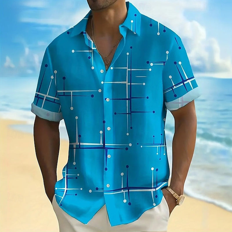 📢📢 ¡50 % DE DESCUENTO!! ⏰ Camisa de botón de corte holgado y estampado geométrico para hombre